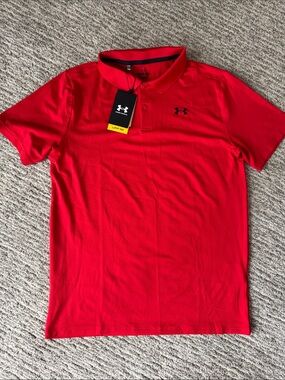 Under Armour Red Performance Polo with Black Logo